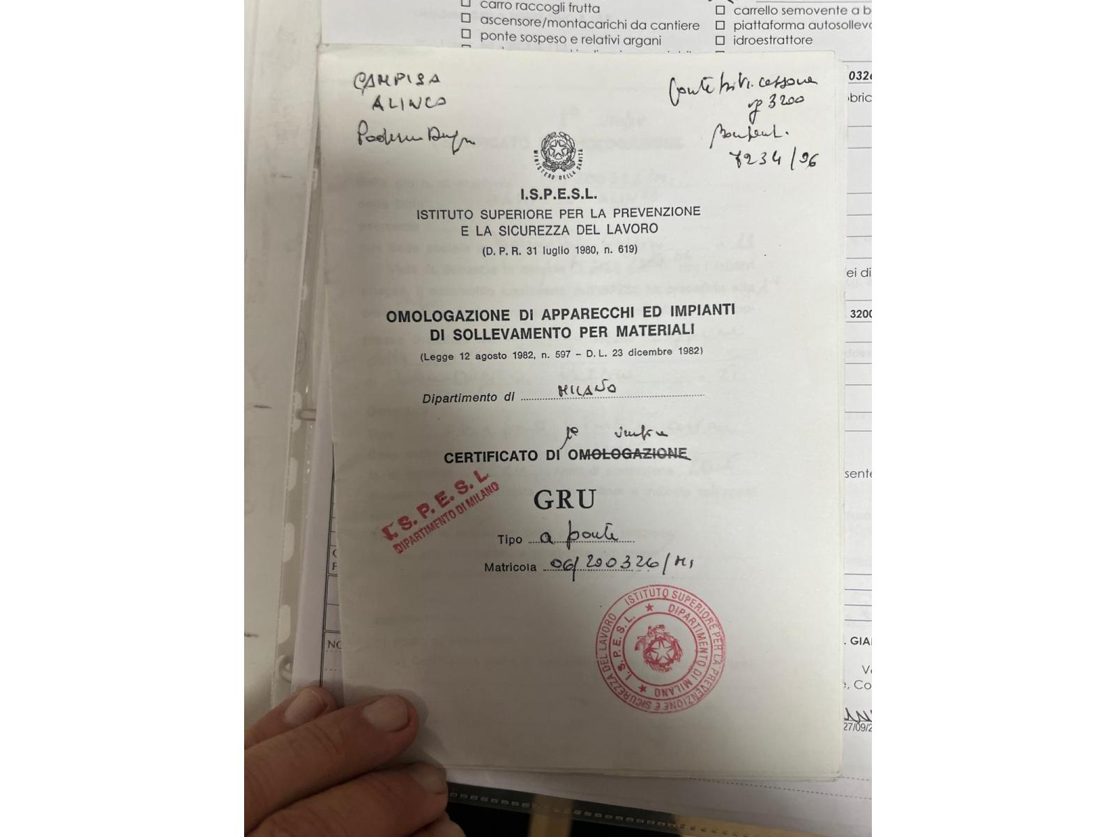 CARROPONTE BITRAVE BONFANTI TON 3.2  SCARTAMENTO 16200MM