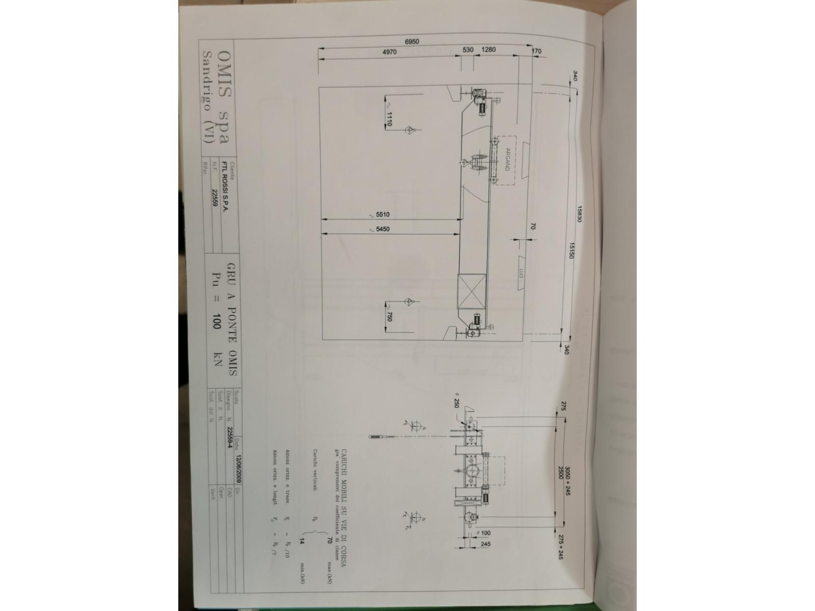 Carroponte bitrave omis anno 2013 Scartamento 15500 mm