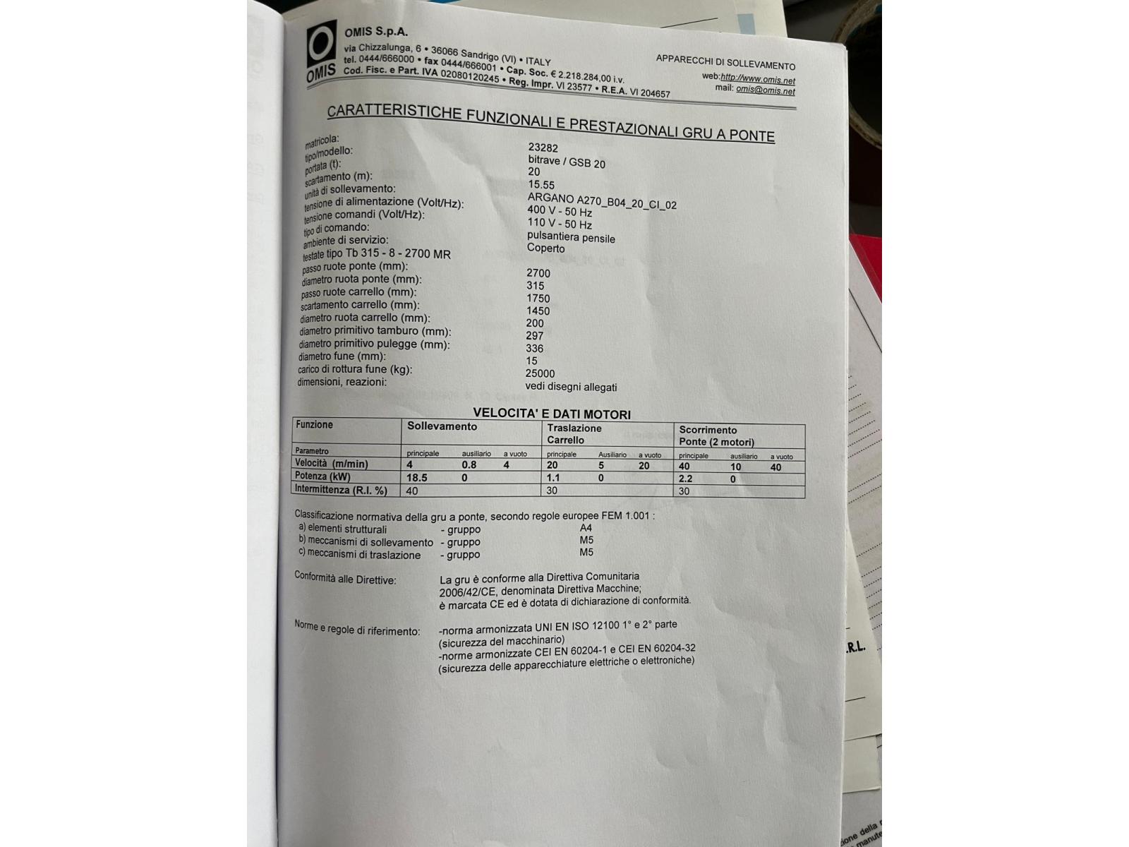 CARROPONTE BITRAVE OMIS GSM 20 TON SCARTAMENTO 15.15