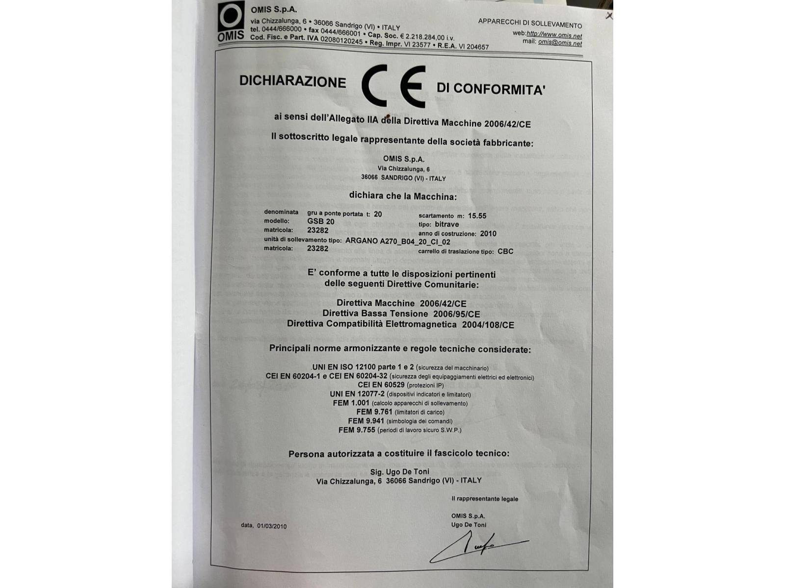 CARROPONTE BITRAVE OMIS GSM 20 TON SCARTAMENTO 15.15