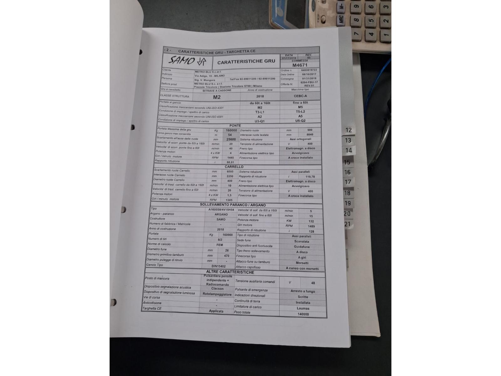 CARROPONTE BITRAVE SAMO 160 TON SCARTAMENTO 25600 MM