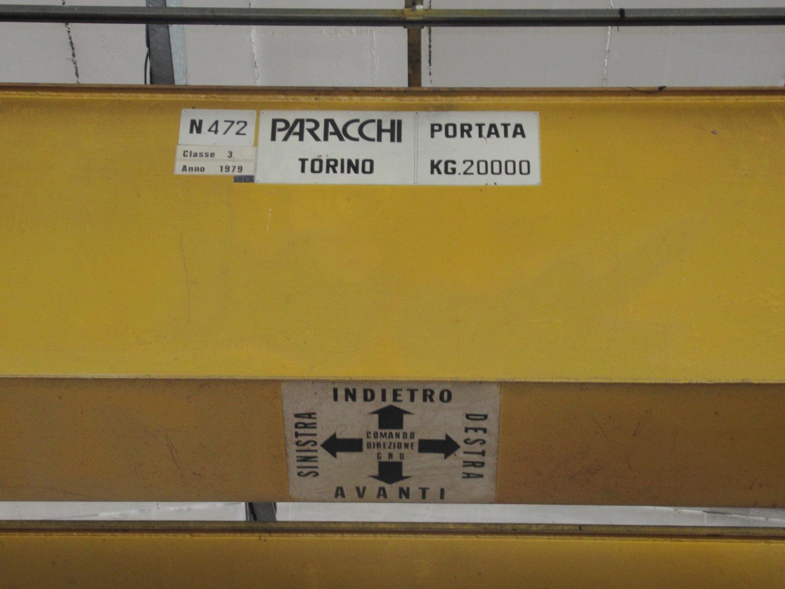Carroponte PARACCHI  scartamento 18.000mm  PARANCO DEMAG 20.000 kg  senza libretti
