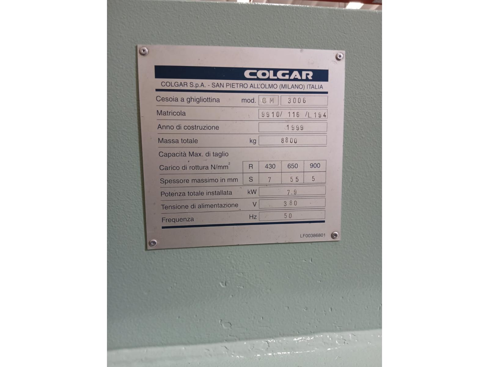 CESOIA A GHIGLIOTTINA COLGAR IDRAULICA CM 3006