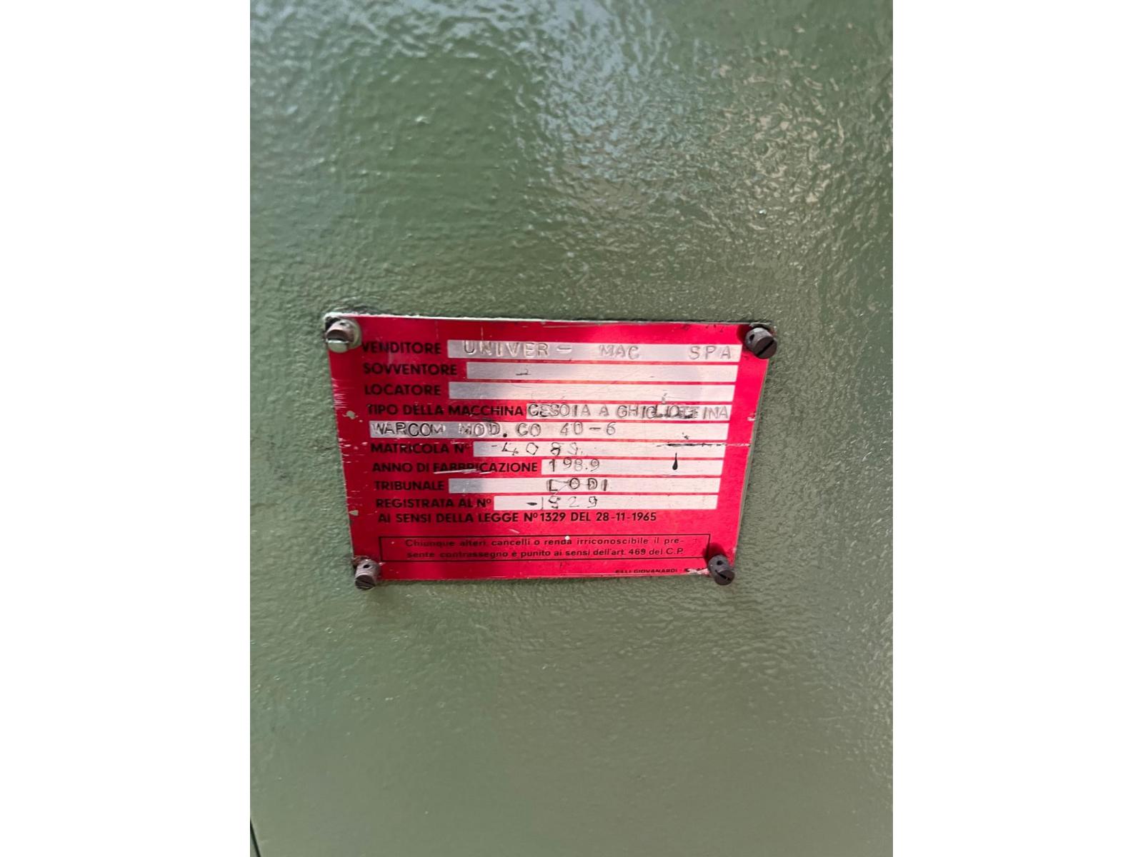 CESOIA A GHIGLIOTTINA WARCOM MOD CO /40/6