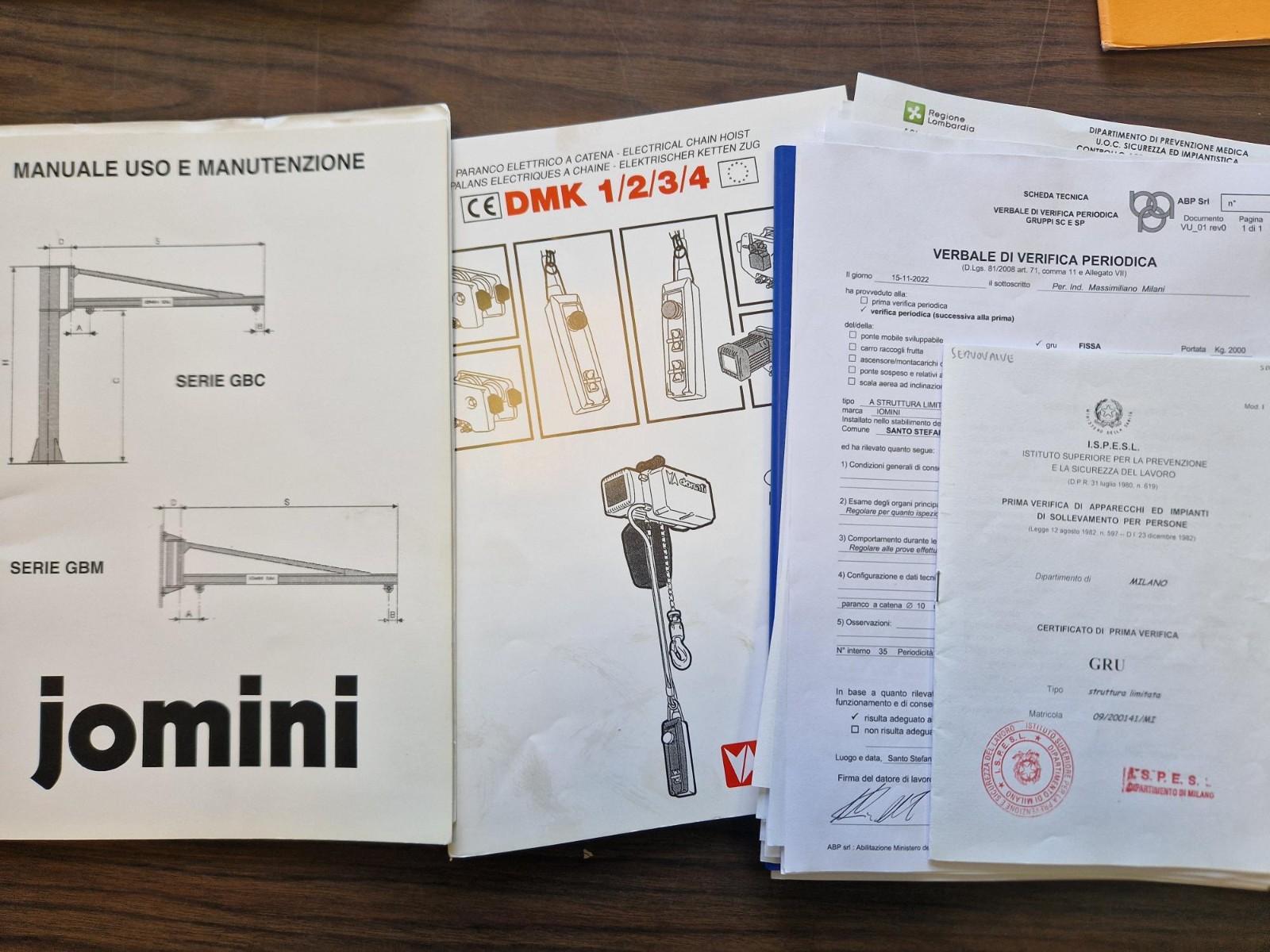 GRU A COLONNA JOMINI PORTATA 2000 KG