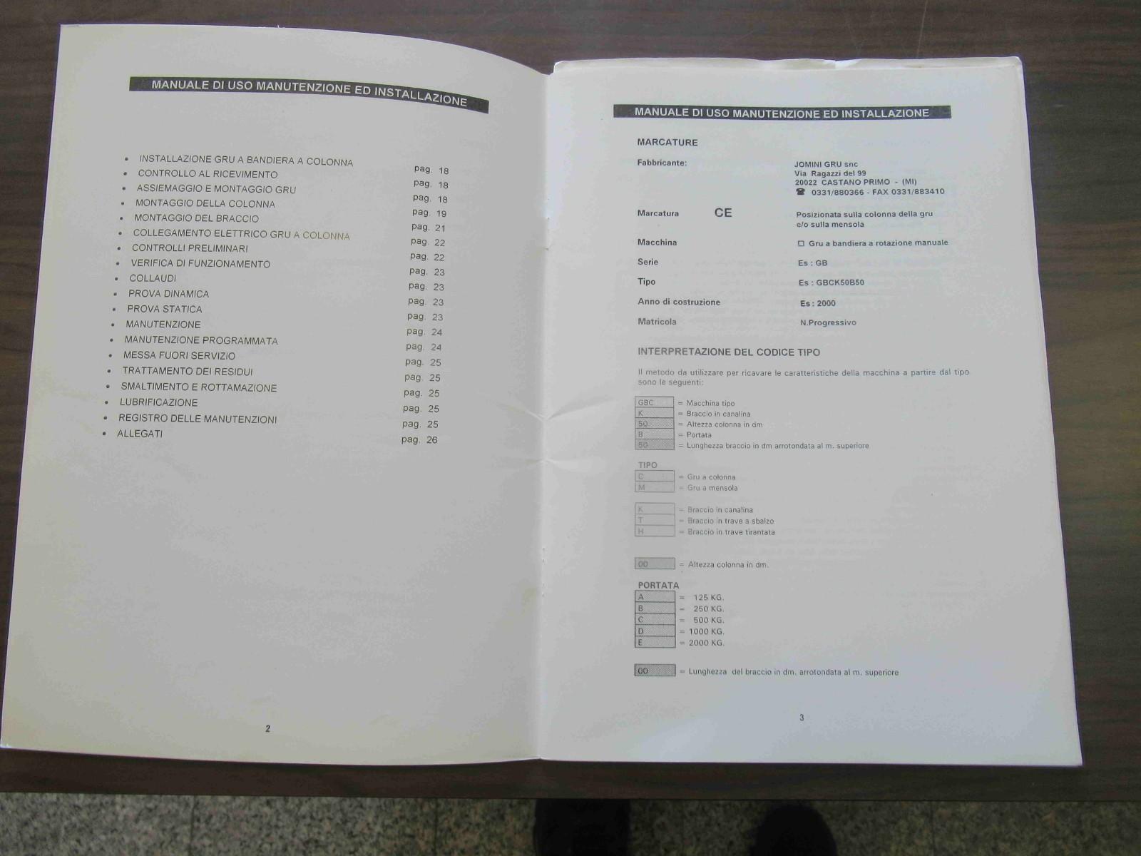 GRU A COLONNA JOMINI PORTATA 2000 KG