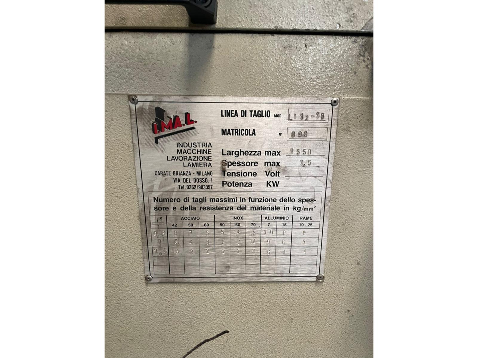 LINEA DI TAGLIO IMAL 7750 X 1.5