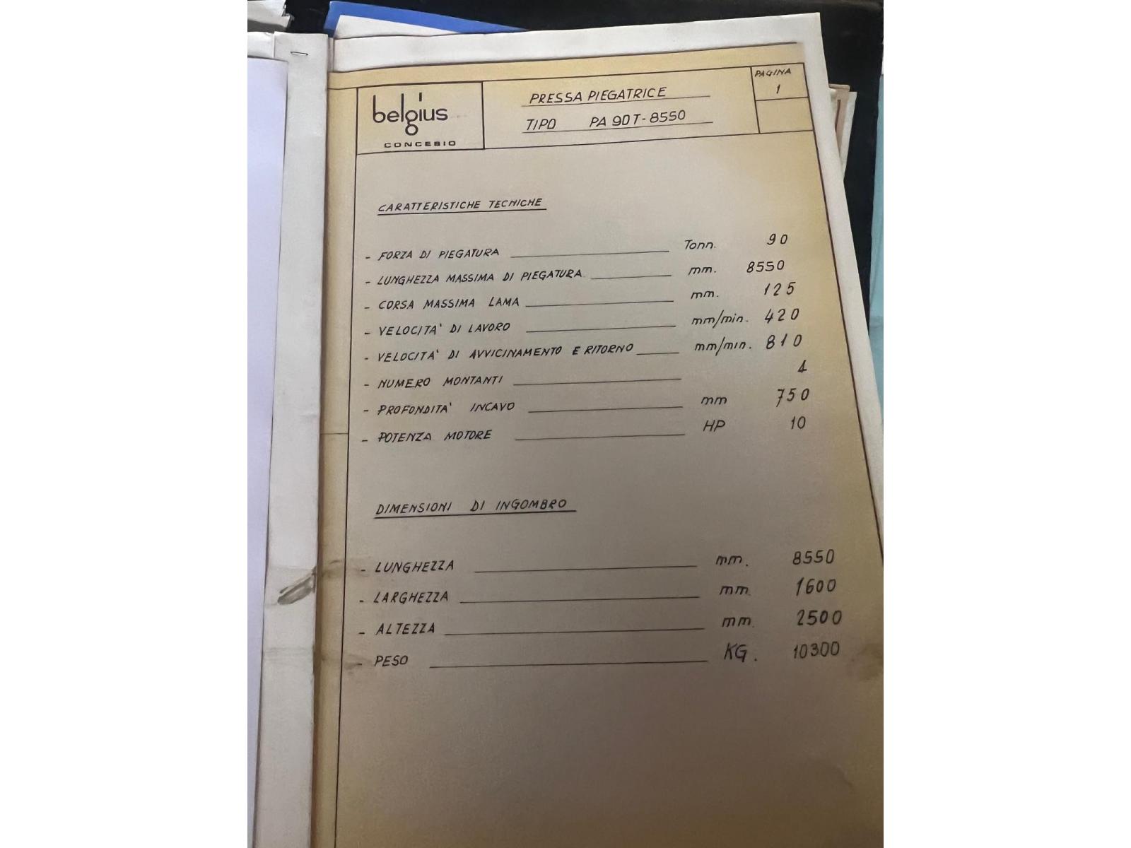 PRESSA PIEGATRICE BELGIUS 8050 X 90 TON