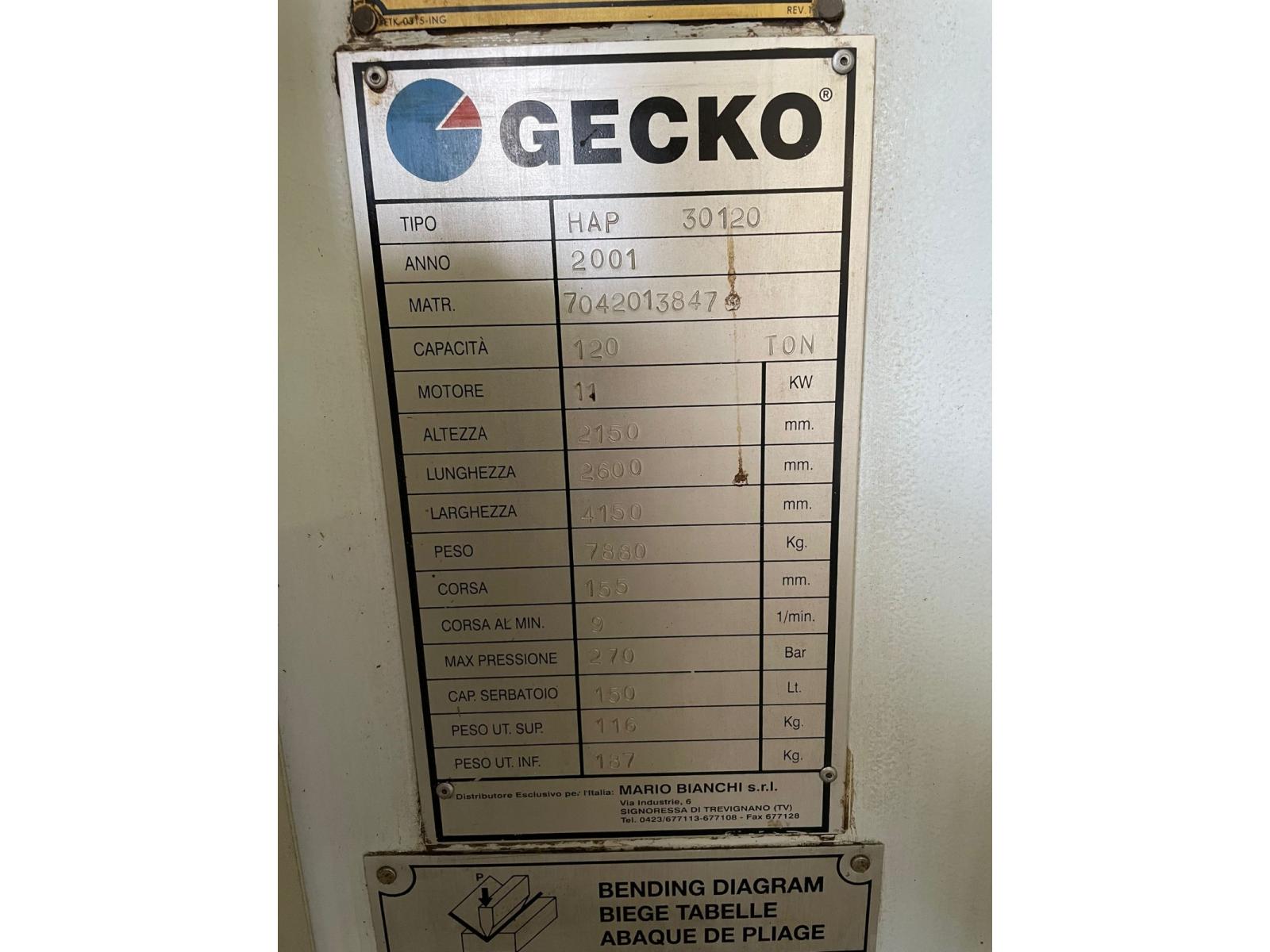 Pressa piegatrice GECKO 3050x120 tonn
