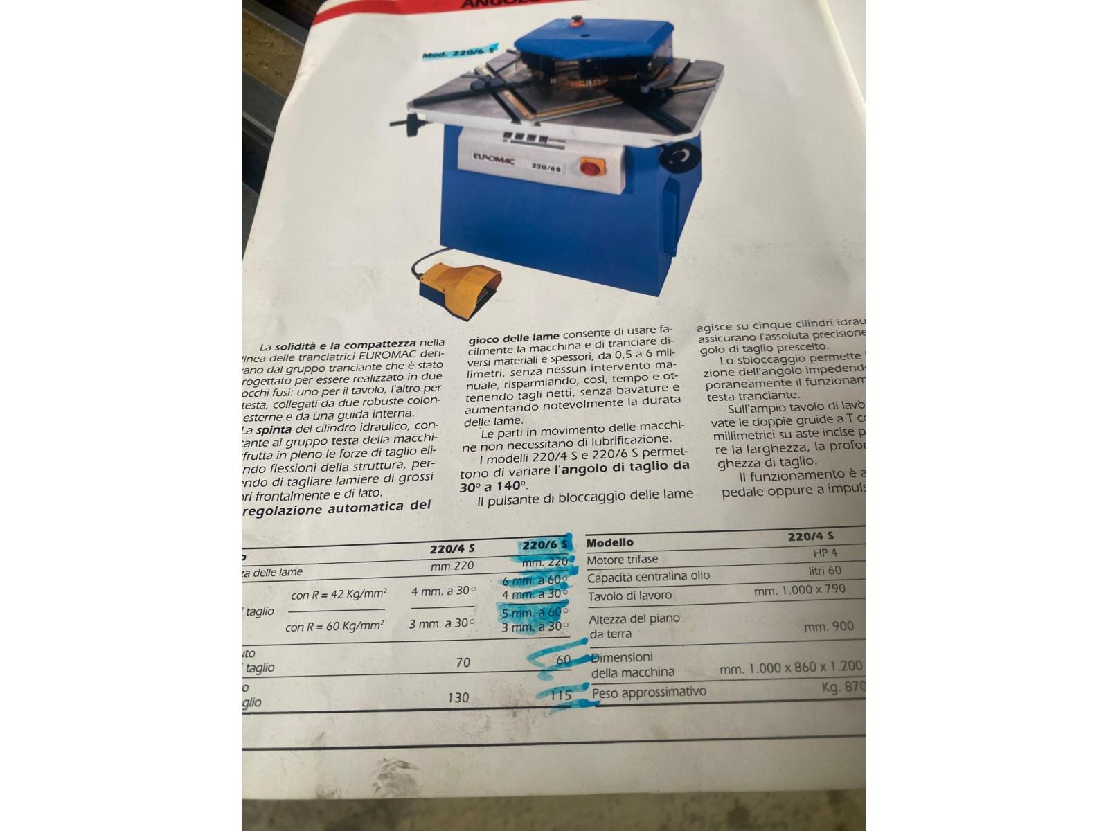 SCANTONATRICE EUROMAC 220/6S